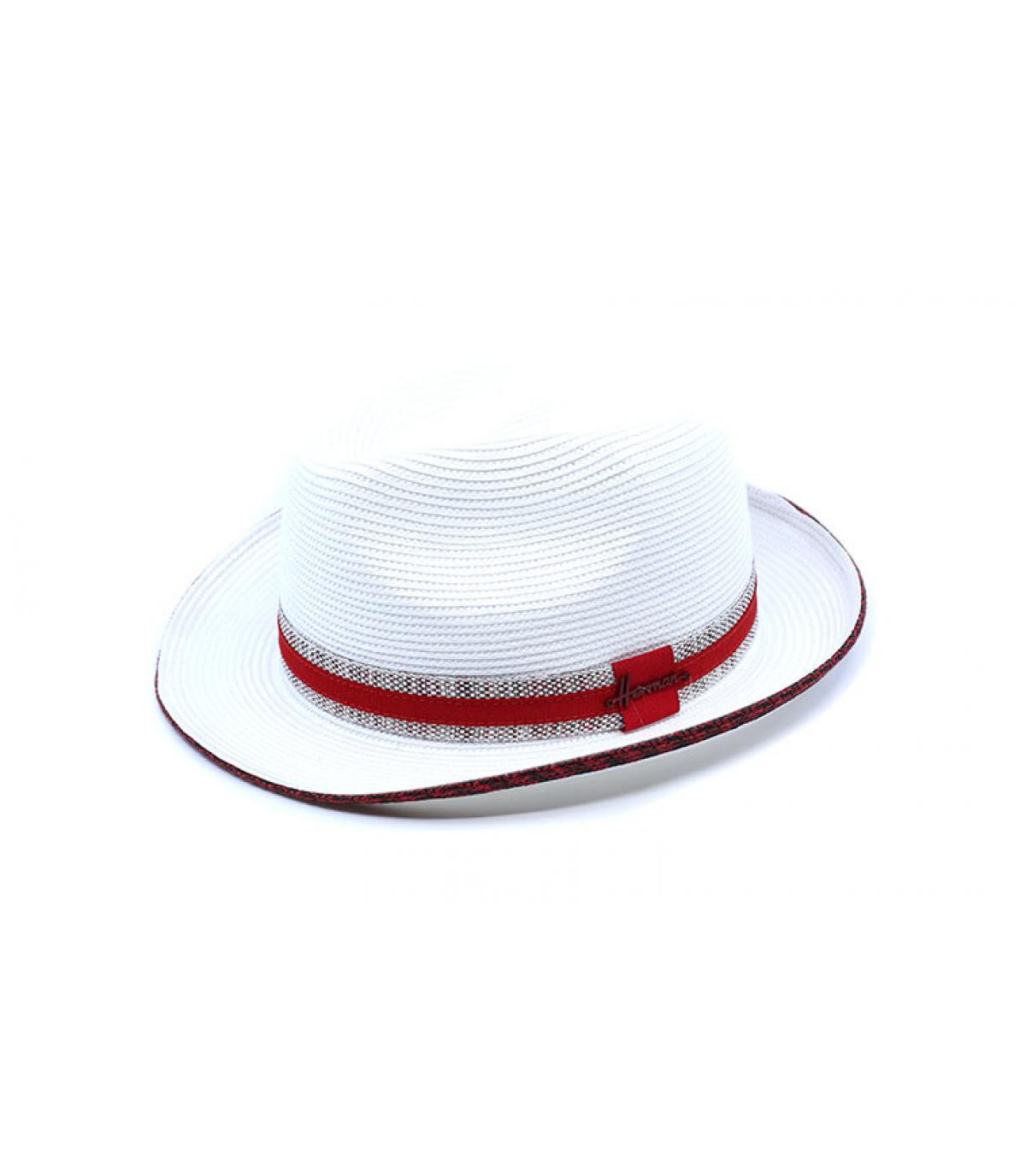 sombrero blanco cinta rojo